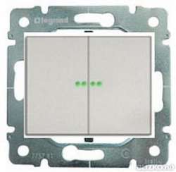 Legrand DIY Galea Life Алюминий Выключатель 2-х клавишный с подсветкой арт. 696843