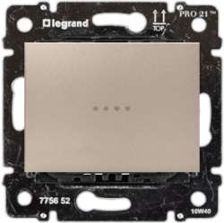 Legrand DIY Galea Life Титан Выключатель 1-клавишный с подсветкой зеленая лампа 0,5 мА арт. 696862