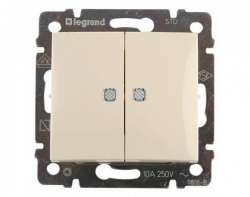 Legrand DIY Valena Крем Выключатель 2-клавишный с подсветкой арт. 695630