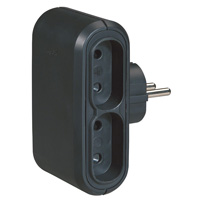 Legrand Элиум Черный Многорозеточный блок 2Р,подключается в розетку 2Р+Е, 4 выхода арт. 050651