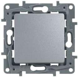 Legrand Etika Алюм Выключатель 1-клавишный, авт.клеммы, 10AX, 250 В арт. 672401