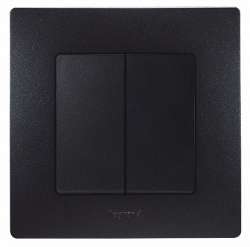 Legrand Etika Антрацит Переключатель 2-клавишный, 10А, авт. клем арт. 672612