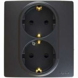 Legrand Etika Антрацит Розетка 2-ая с/з, винт. клеммы, 16А, 250 В арт. 672623