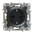 Legrand Etika Антрацит Розетка с/з со шторками, авт. клем.  арт. 672631