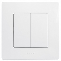 Legrand Etika Бел Выключатель 2-х клавишный, 10А, винт. клем. арт. 672202