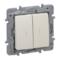 Legrand Etika Сл.кость Переключатель 2-клавишный с подсветкой, 10А, авт. клем арт. 672316