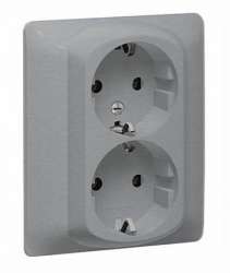 Legrand Galea Life Алюминий Двойная розетка 2х2К+3 автоматические клеммы с защитными шторками в сборе арт. 771333