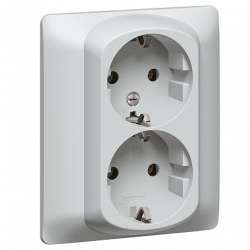 Legrand Galea Life Алюминий Двойная розетка 2х2К+3 винтовые клеммы с защитными шторками в сборе арт. 771331