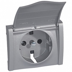 Legrand Galea Life Алюминий Накладка розетки с/з, с крышкой, с защитными шторками арт. 771322