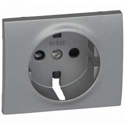 Legrand Galea Life Алюминий Накладка розетки с/з, с защитными шторками арт. 771321