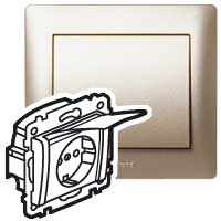 Legrand Galea Life Титан Розетка с/з с защитными шторками с крышкой (мех. + лиц.панель) арт. 771464