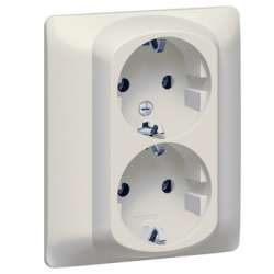 Legrand Galea Life Жемчуг Двойная розетка 2х2К+3 автоматические клеммы с защитными шторками в сборе арт. 771533
