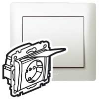 Legrand Galea Life Жемчуг Розетка 1-ая с/з с лицевой панелью, защит.шторками, с крышкой арт. 771564