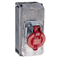 Legrand Hypra Накладная розетка в готовом корпусе с одним отверстием под сальник IP 44 3К+З 63 А металл арт. 053733