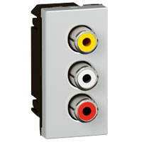 Legrand Mosaic Алюминевая Розетка с 3 гнездами RCA 1 мод арт. 079254