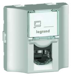 Legrand Mosaic Алюминий Проходная розетка кат 6 UTP 8 контактов 2 мод LCS? арт. 078626
