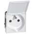 Legrand Mosaic Белая Розетка 2К+З с крышкой 2 мод арт. 077119