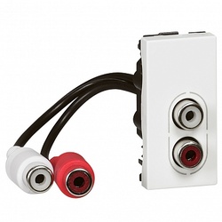 Legrand Mosaic Белая Розетка RCA двойная 1 модуль, оборудована шнуром арт. 078747 Legrand Mosaic Белая Розетка RCA двойная 1 модуль, оборудована шнуром арт. 078747