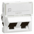 Legrand Mosaic Белая Розетка RJ 45 кат 5е UTP 45° 2 розетки RJ 45 2 мод LCS2 арт. 076502