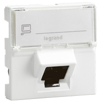 Legrand Mosaic Белая Розетка RJ 45 кат 6 FTP 45° 2 мод LCS2 арт. 076505