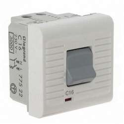 Legrand Mosaic Белый Автоматический выключатель термомагнитный, П+Н, 230В 16A 2 мод арт. 077522