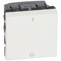 Legrand Mosaic Белый Выключатель двухполюсный 2 мод 20AX со светодиодной подсветкой арт. 077052