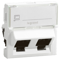 Legrand Mosaic Двойная розетка RJ 45 кат 6 FTP 45° 2 мод белый LCS2 арт. 076506
