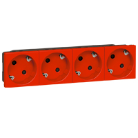 Legrand Mosaic Роз. 4х2к+З Нем.Ст. 45 (Крас.) арт. 077274