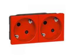 Legrand Mosaic Розетка DLP н.ст.2х2К+З б/з.красн. арт. 077412