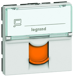 Legrand Mosaic Розетка RJ 45 кат 6а STP 2 мод белый с оранжевой шторкой LCS2 арт. 076525