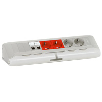 Legrand Настольный блок 4x2К+3 + 2хRJ45 + 2 заглушки на 1 модуль алюминий для подсоединения кабелем арт. 653553