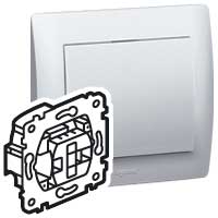 Legrand PRO 21 Мех Переключатель 1-клавишный с подсветкой, зеленая лампа 0,5 мА арт. 775602