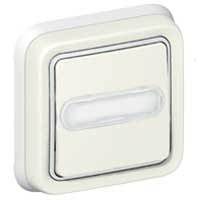 Legrand Plexo Белый Выключатель 1-клавишный с/п кнопочный(НО+НЗ- контакт)встраиваемый, с держ. этикетки арт. 069864