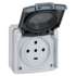 Legrand Plexo Серый Розетка с/з с крышкой, 3К+N+З 20А,400В,винтовой зажим, накладная, в сборе IP55 арт. 091657