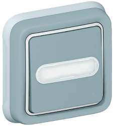 Legrand Plexo Серый Выключатель 1-клавишный с/п кнопочный с шильдиком, встраиваемый,в сборе IP55 арт. 069824