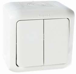 Legrand Quteo Бел Выключат 2-клавишный IP44 10А арт. 782302