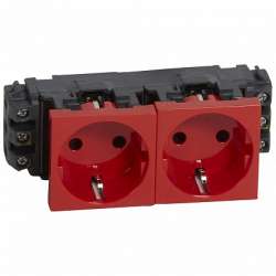 Legrand Розетка 2х2К+З нем.станд, красная арт. 077612