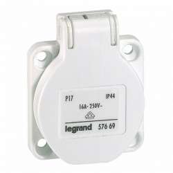 Legrand Розетка нем.ст. 16А 2К+З 230В IP44 бел.50х50 без шторок арт. 057669