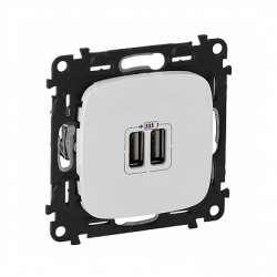 Legrand Valena ALLURE Бел Розетка 2-ая USB 240В/5В 1500мА (с лицевой панелью) арт. 754995