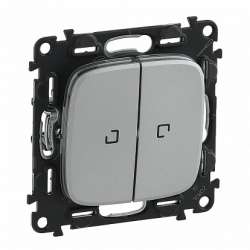 Legrand Valena ALLURE DIY Алюм Переключатель 2-клавишный с подсветкой 10А 250В арт. 752909