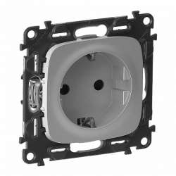Legrand Valena ALLURE DIY Алюм Розетка 1-ая с/з с защитными шторками, винт.зажим арт. 753924