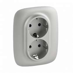 Legrand Valena ALLURE DIY Алюм Розетка 2-ая с/з с защитными шторками, безвинт.зажим арт. 753926