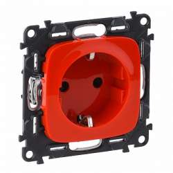 Legrand Valena ALLURE Красный Розетка с/з, со шторками, безвин зажим арт. 754980