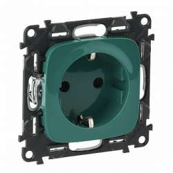 Legrand Valena ALLURE Зеленый Розетка с/з, со шторками, безвин зажим арт. 754982