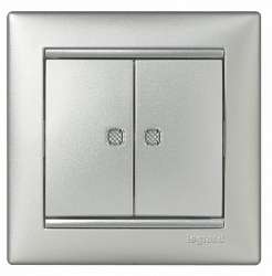 Legrand Valena Алюминий Выключатель 2-х клавишный с индикацией на каждую клавишу арт. 770213