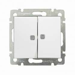 Legrand Valena Бел Переключатель 2-х клавишный с подсветкой арт. 774212