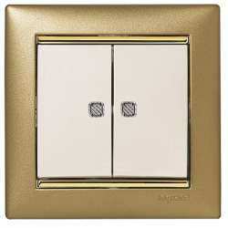 Legrand Valena Крем Выключатель 2-х клавишный с индикацией на каждую клавишу арт. 774113