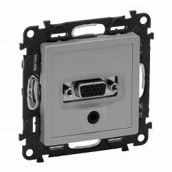 Legrand Valena LIFE Алюм Розетка аудио/видео для устройств HD15/Jack 3,5мм (с лицевой панелью) арт. 753370