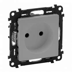 Legrand Valena LIFE DIY Алюм Розетка 1-ая б/з с защитными шторками, безвинт.зажим арт. 753616