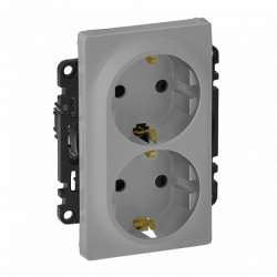 Legrand Valena LIFE DIY Алюм Розетка 2-ая с/з, безвинт.зажим арт. 753327